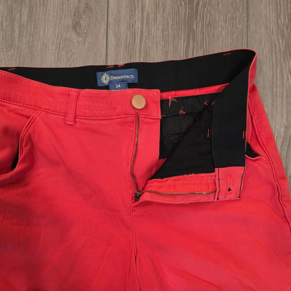 Democracy Ab solution Red Colored Pants Womens Size 14 Straight Leg Stretch - Picture 5 of 9